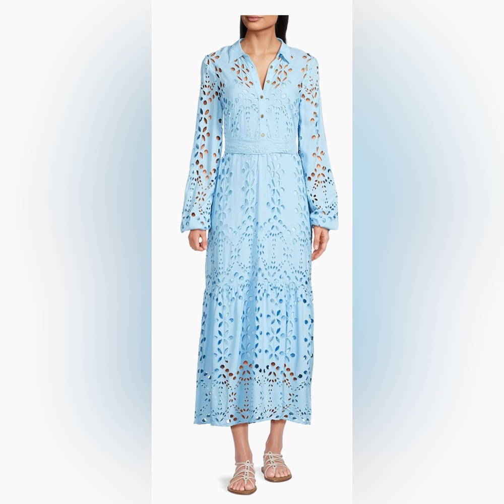 Lilly Pulitzer Zia Eyelet-Embroidered Maxi Dress in Hydra Blue Soiree color-12